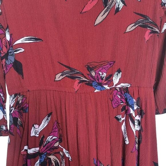 Chicwish Burgundy Red Floral Boho Maxi Dress Size Large - Picture 6 of 12